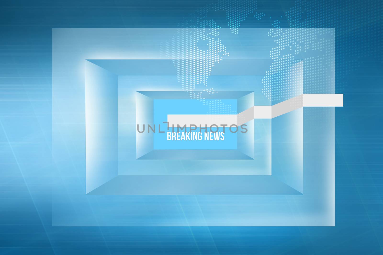 Breaking news text in 3d space studio Background with worldmap.
