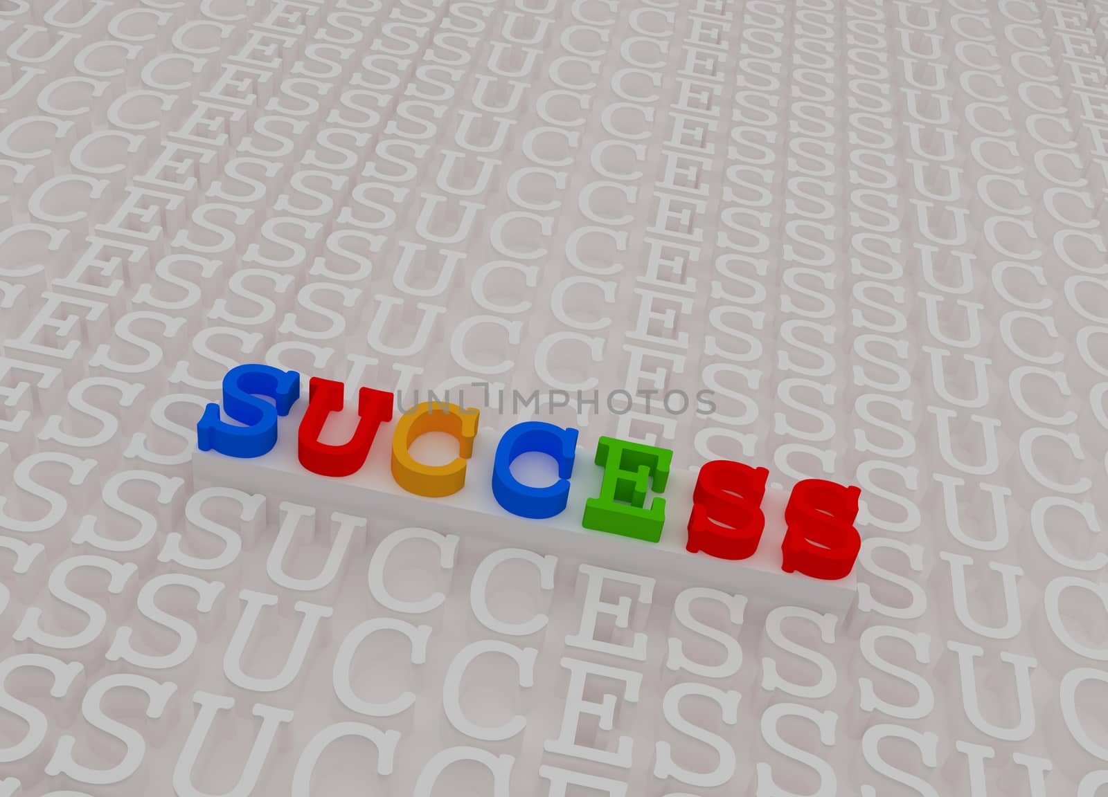 Colorful success 3d text on white stage by bluemoon1981