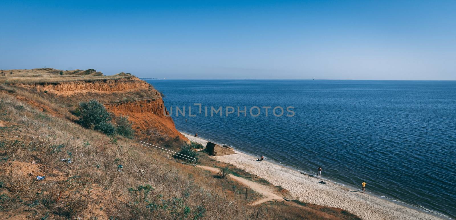 Ochakov, Ukraine - 09.22.2018. Coastline and beaches in Ochakov town in Nikolayev province of Ukraine on the Black Sea coast.