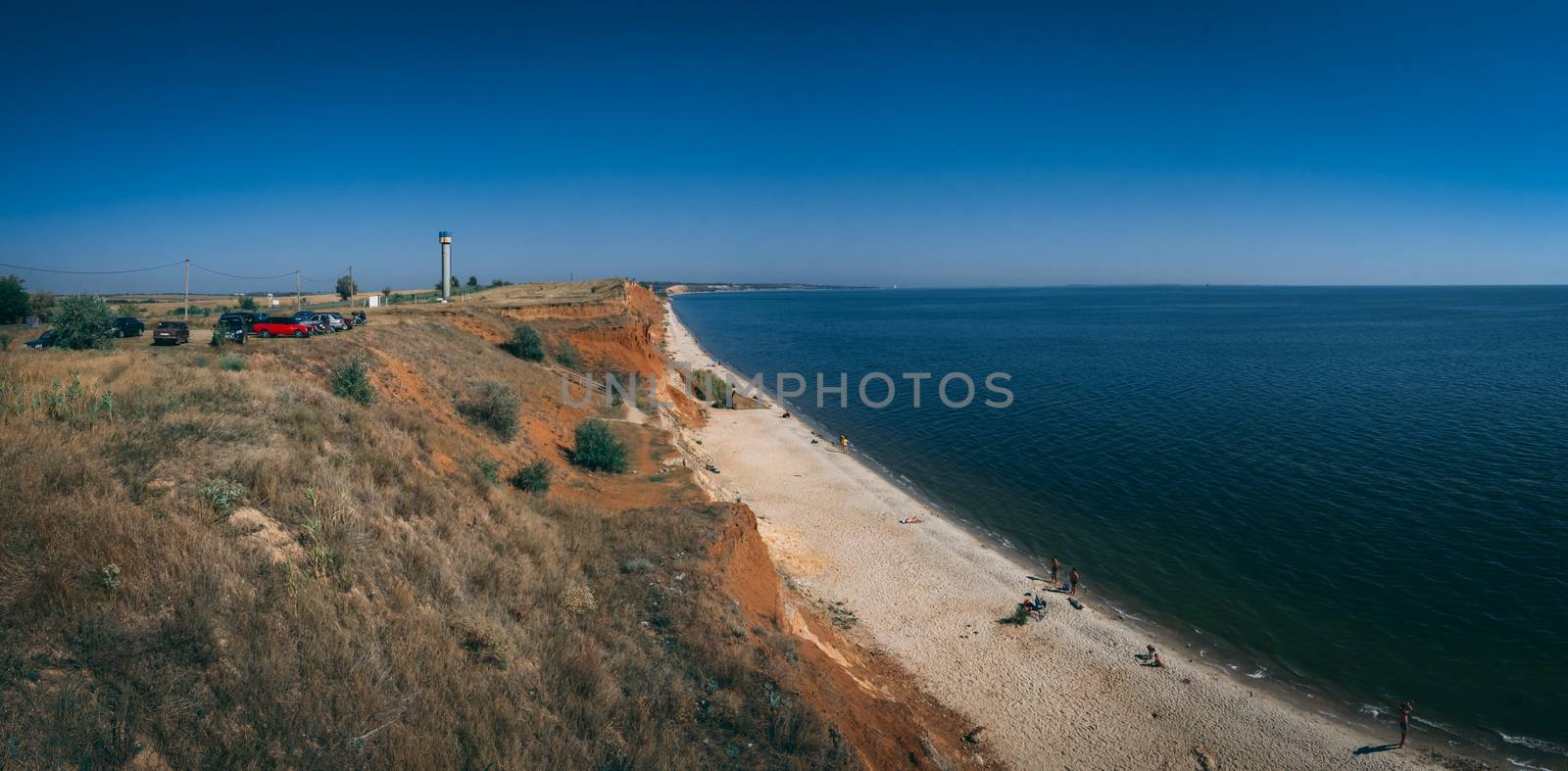 Ochakov, Ukraine - 09.22.2018. Coastline and beaches in Ochakov town in Nikolayev province of Ukraine on the Black Sea coast.