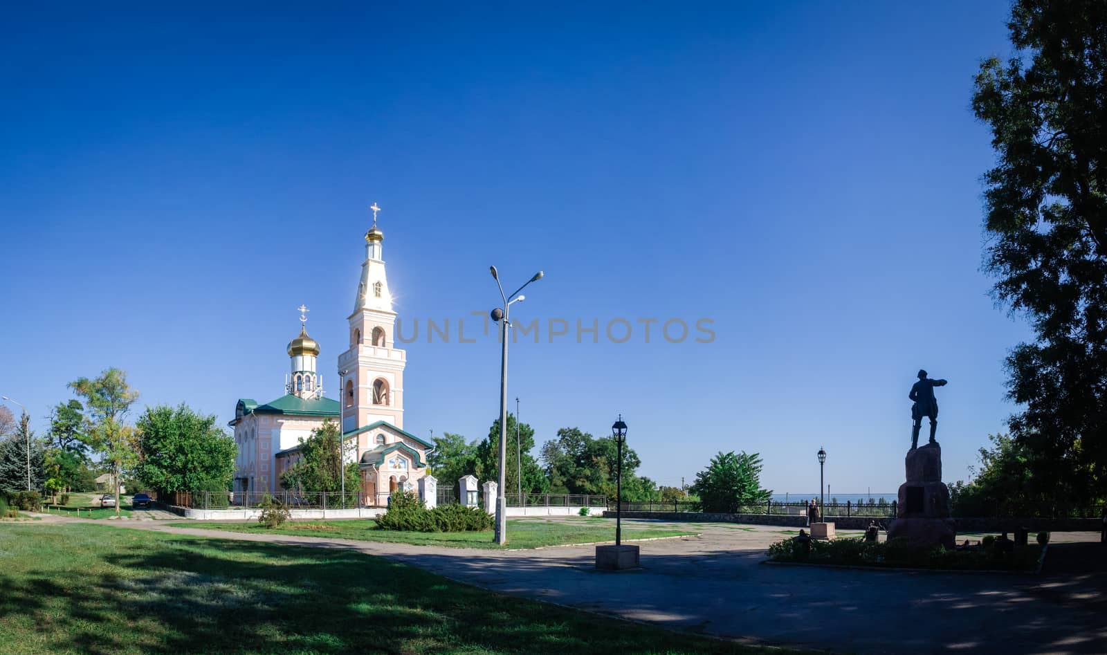 Ochakov, Ukraine - 09.22.2018. St. Nicholas Cathedral in Ochakov,  seaside town in Odessa province of Ukraine on the country's Black Sea coast.