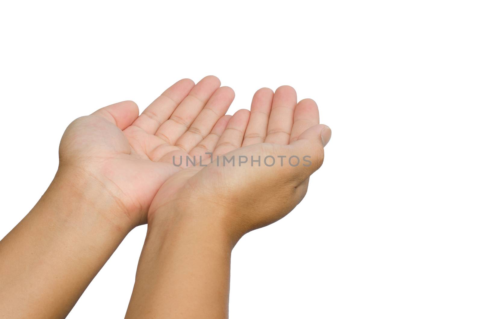 open two hands on white background - concept help by photobyphotoboy