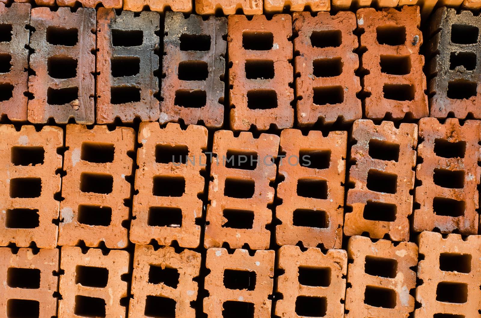 Orange bricks used in the construction