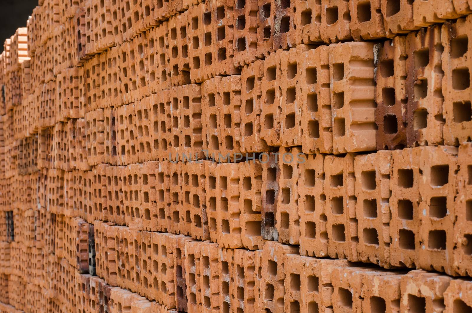 Orange bricks used in the construction
