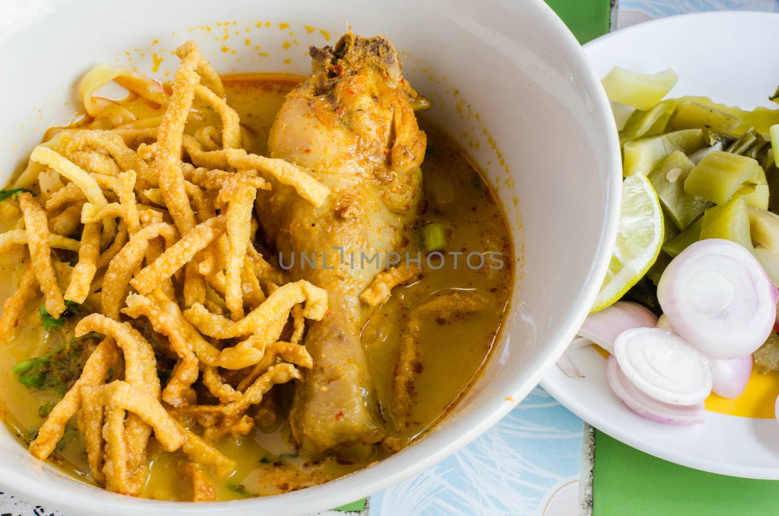 Noodle with Chicken in Curry Soup (Thai Food) by photobyphotoboy