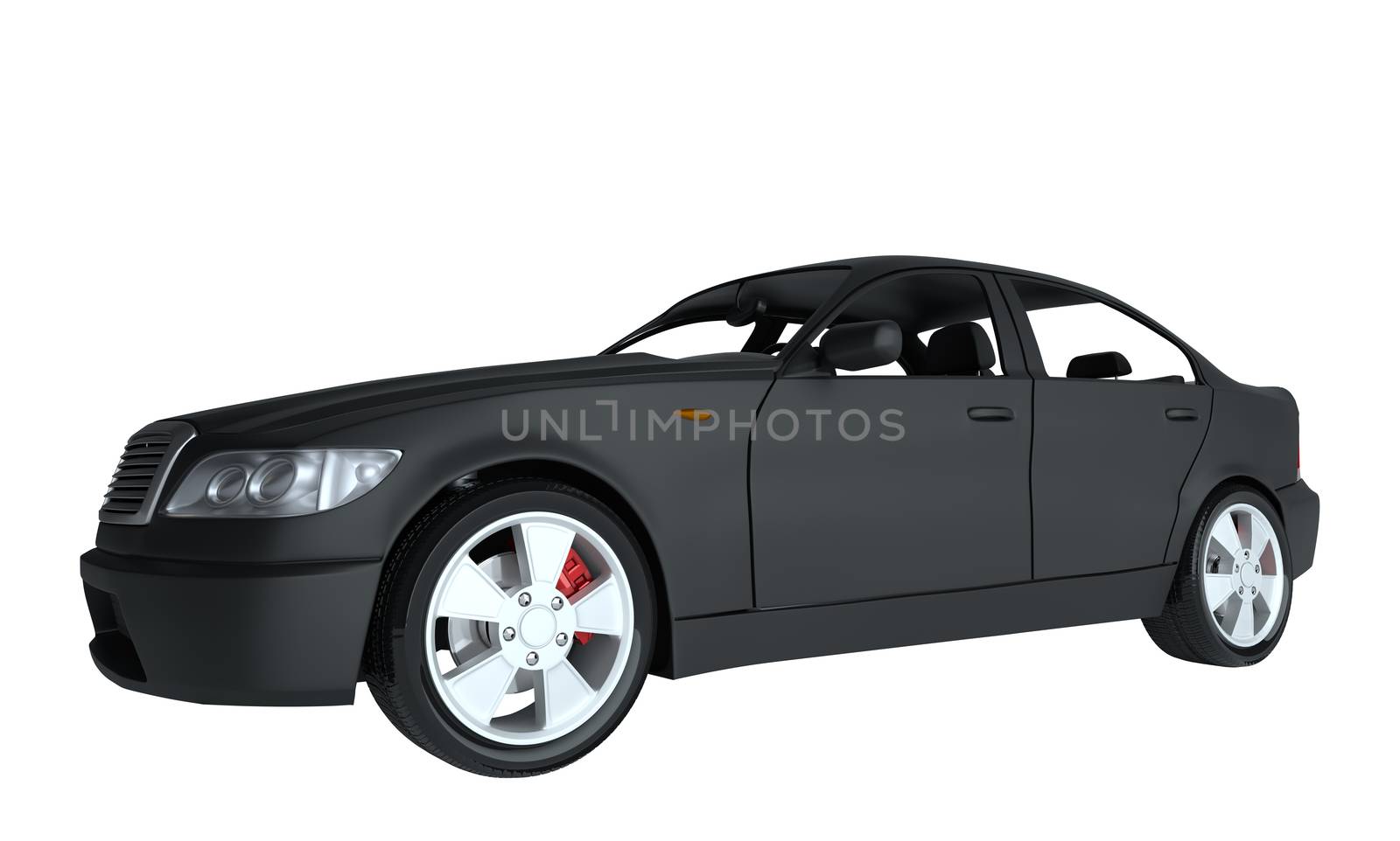 Brandless Generic Black Car. 3D Illustration by cherezoff