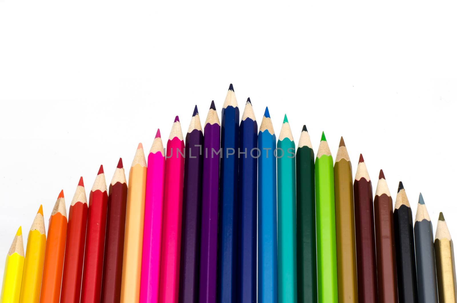 line of colored pencils