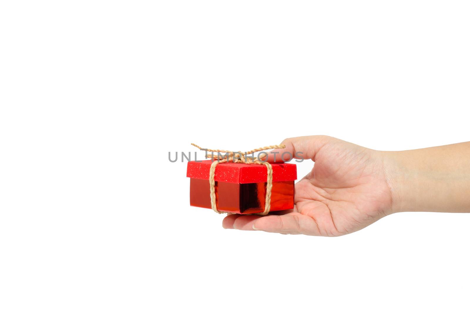 Small gift box in woman hand