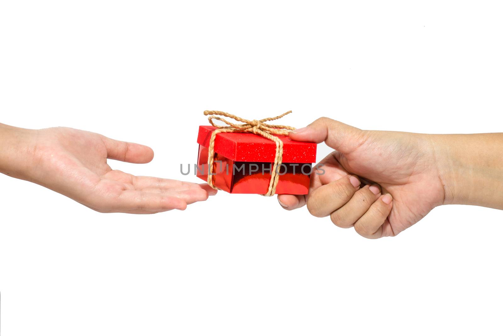 Small gift box in woman hand