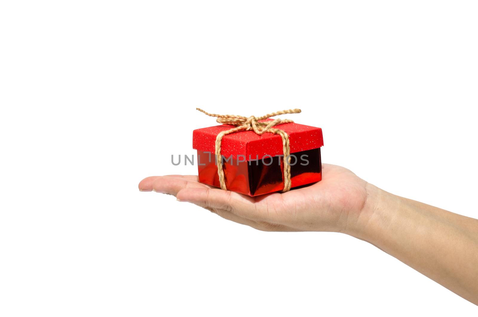 Small gift box in woman hand