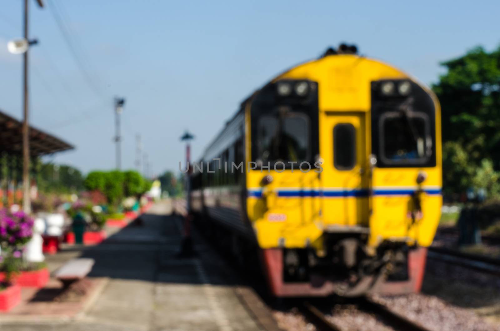 Blurred train station parking