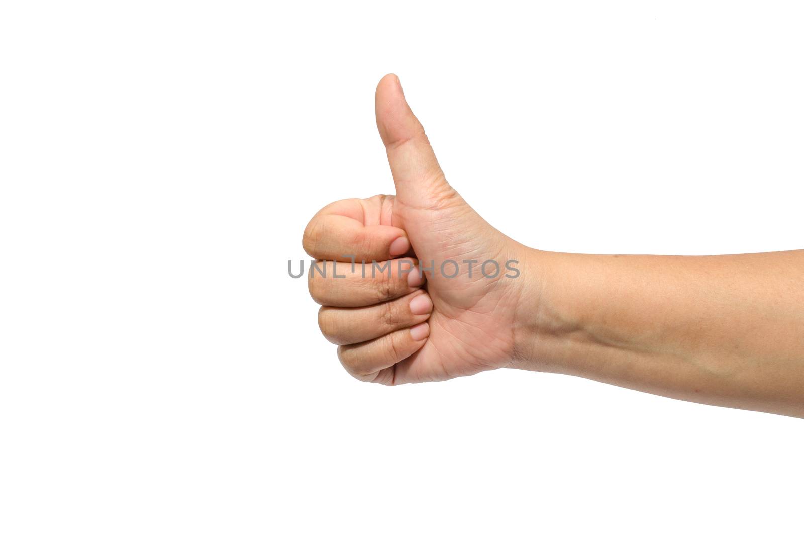 hand with thumb up isolated on white background
