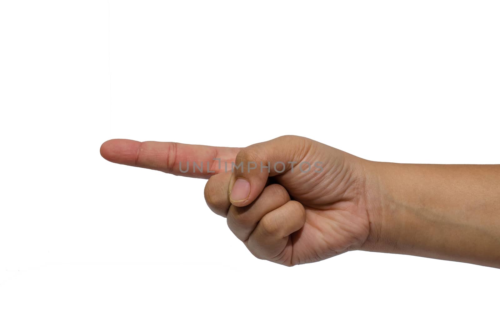 hand point with finger isolated on white background.