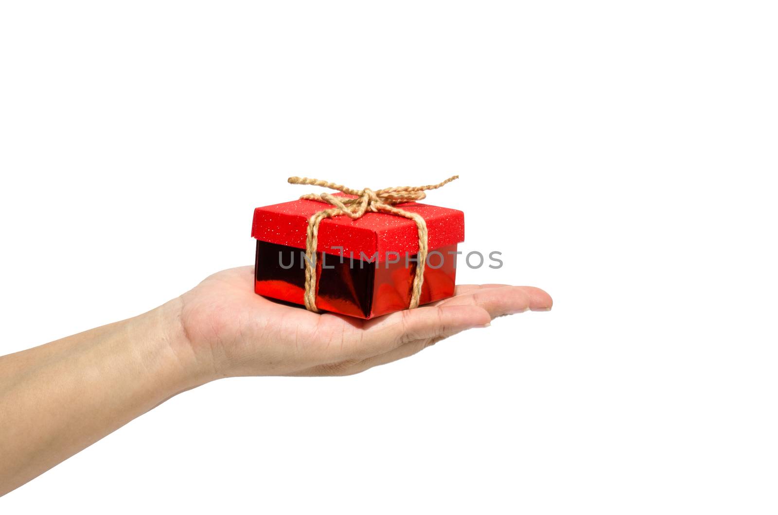 Small gift box in woman hand