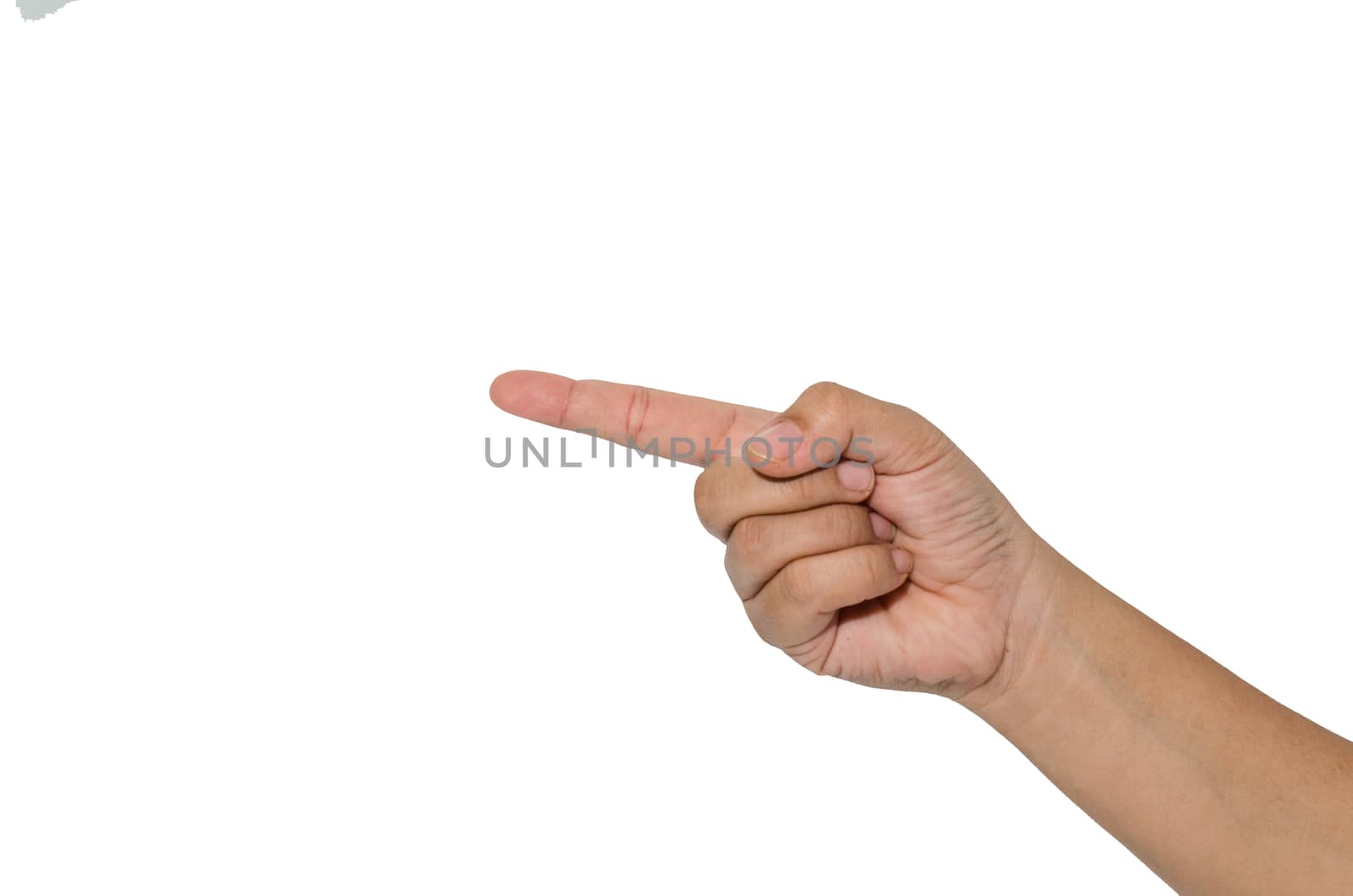 hand point with finger isolated on white.