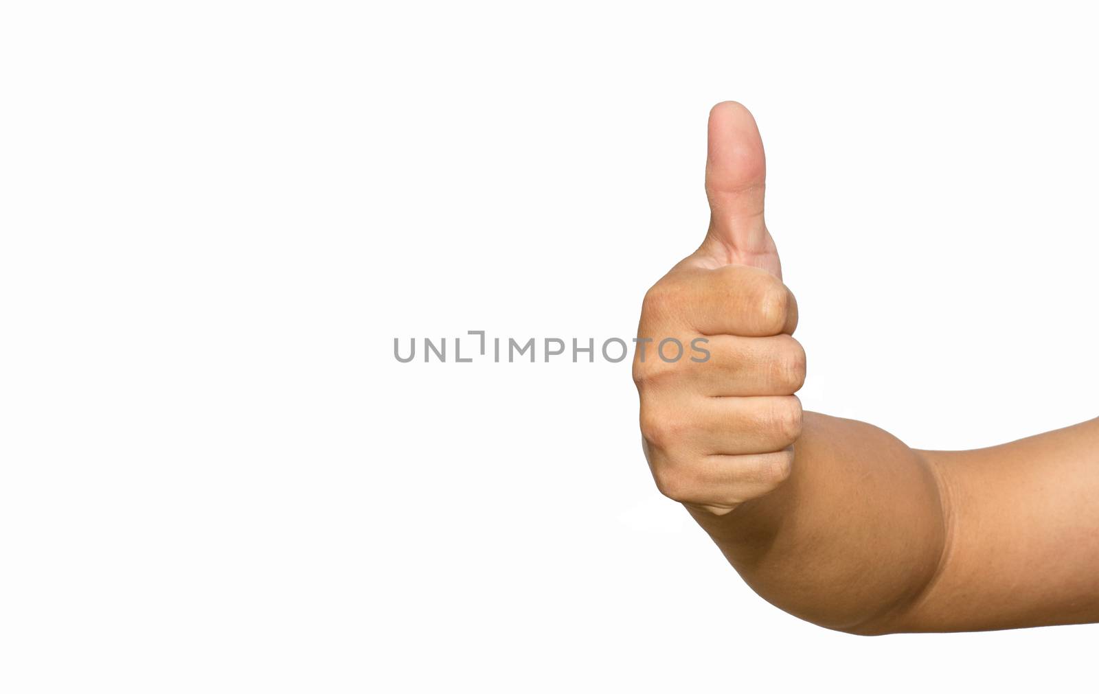 hand with thumb up isolated on white background