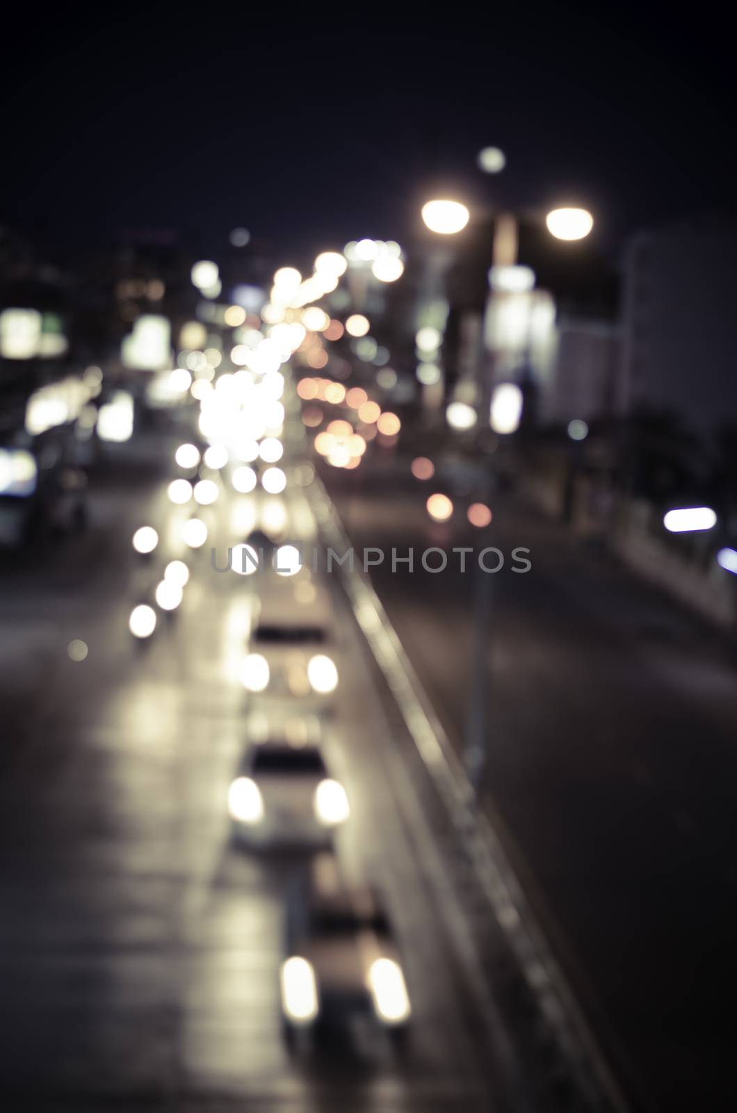 blur cars traffic on urban street tone vintage.