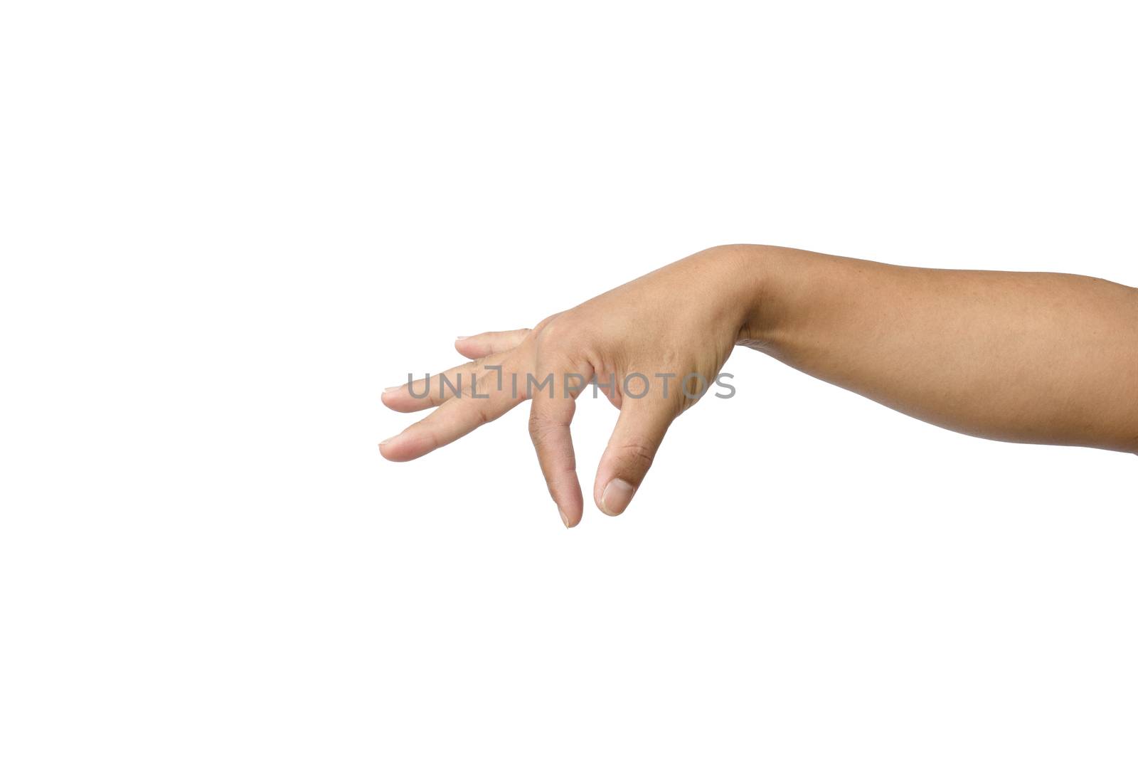 hand pick up object isolated on white background.