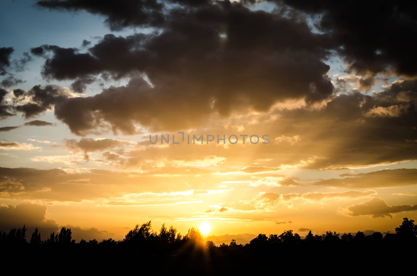 Atmospheric evening sky at sunset near the horizon look colorful.