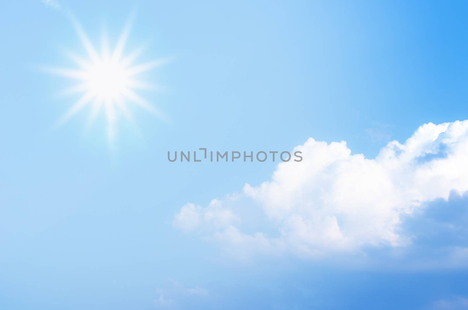 Clouds in the blue sky and sun