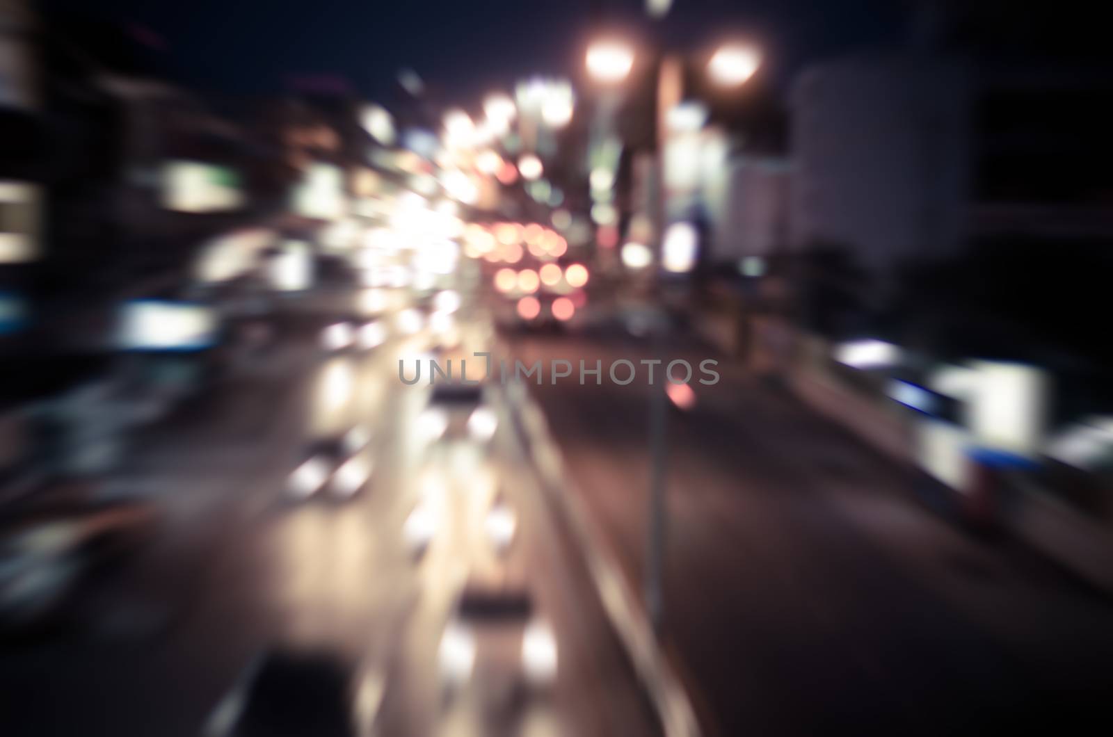 blur cars traffic on urban street tone vintage.