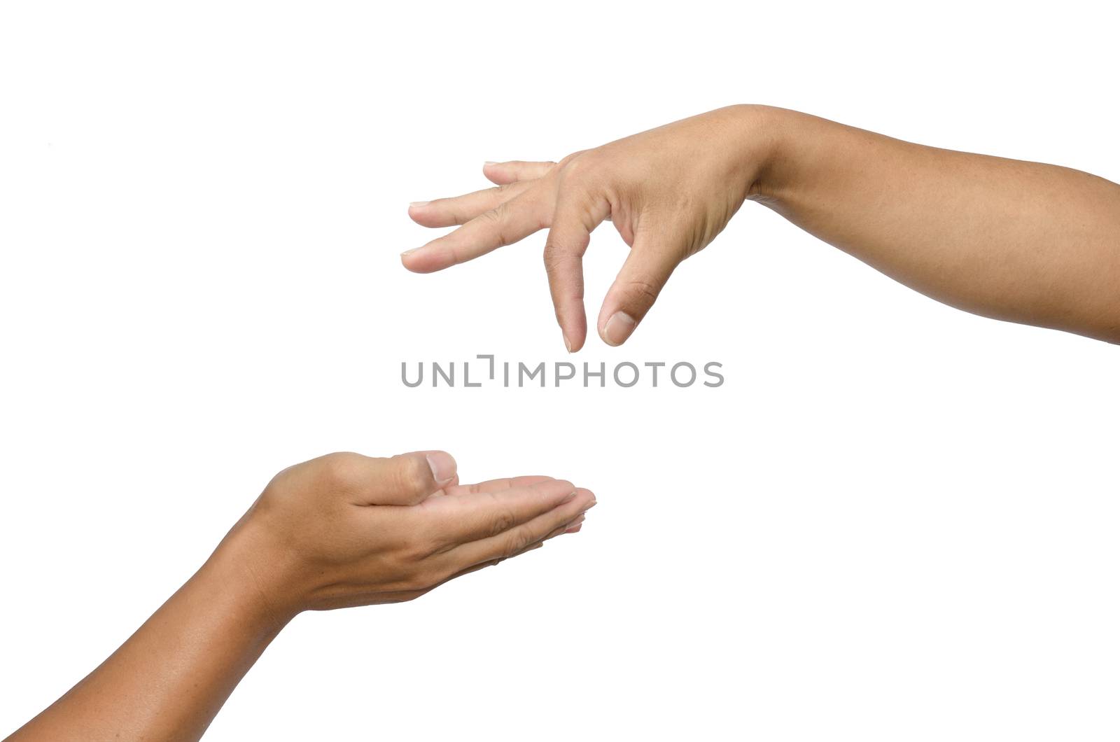 Hand gestures by two people. Expresses support for an opportunity to commensurate with others