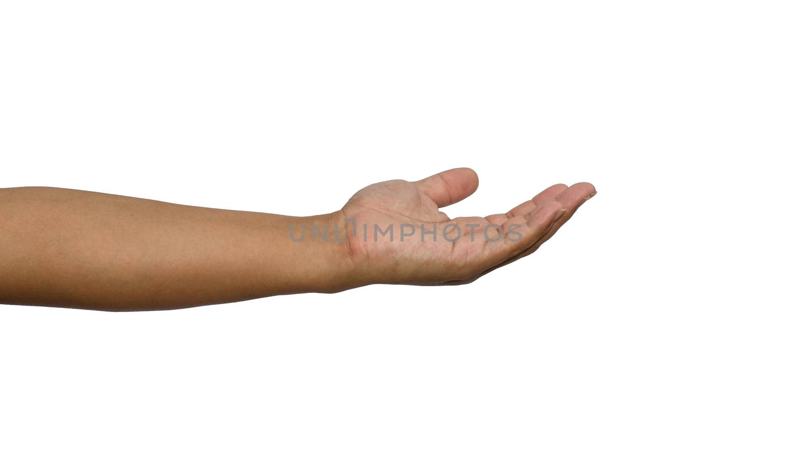 hand reaching for something isolated on a white background