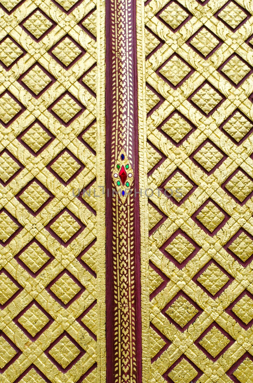 Thai pattern on door in Thailand Buddha Temple Asian style art by photobyphotoboy