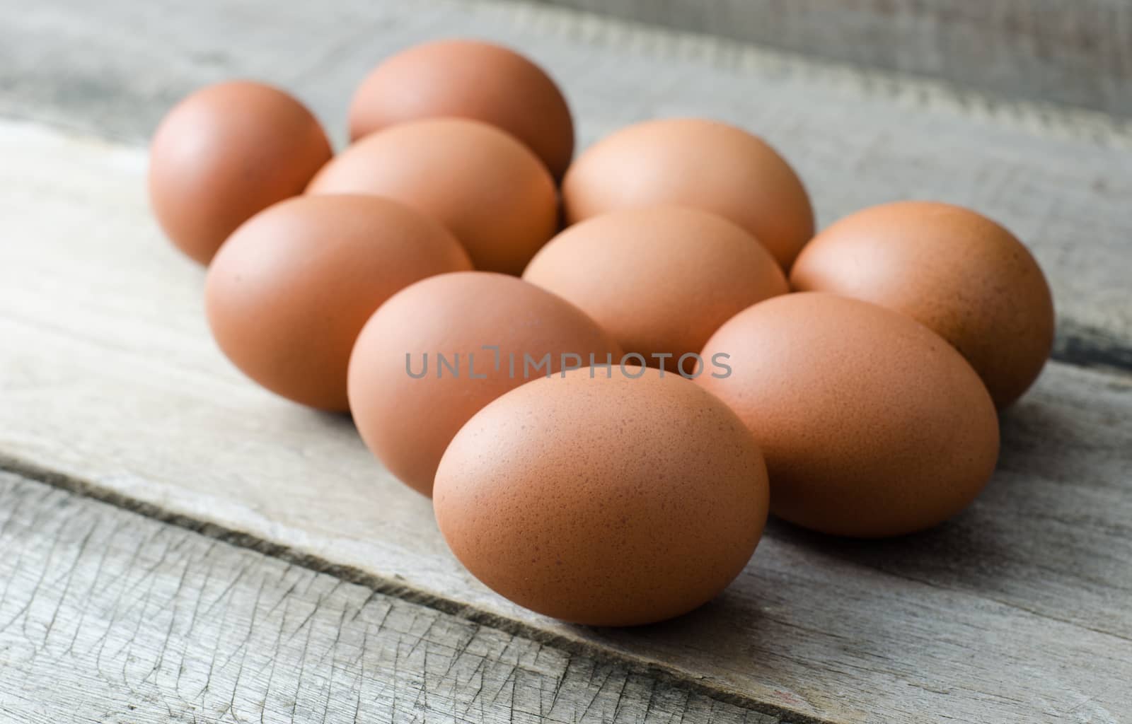 Eggs laid on a wooden - Still life