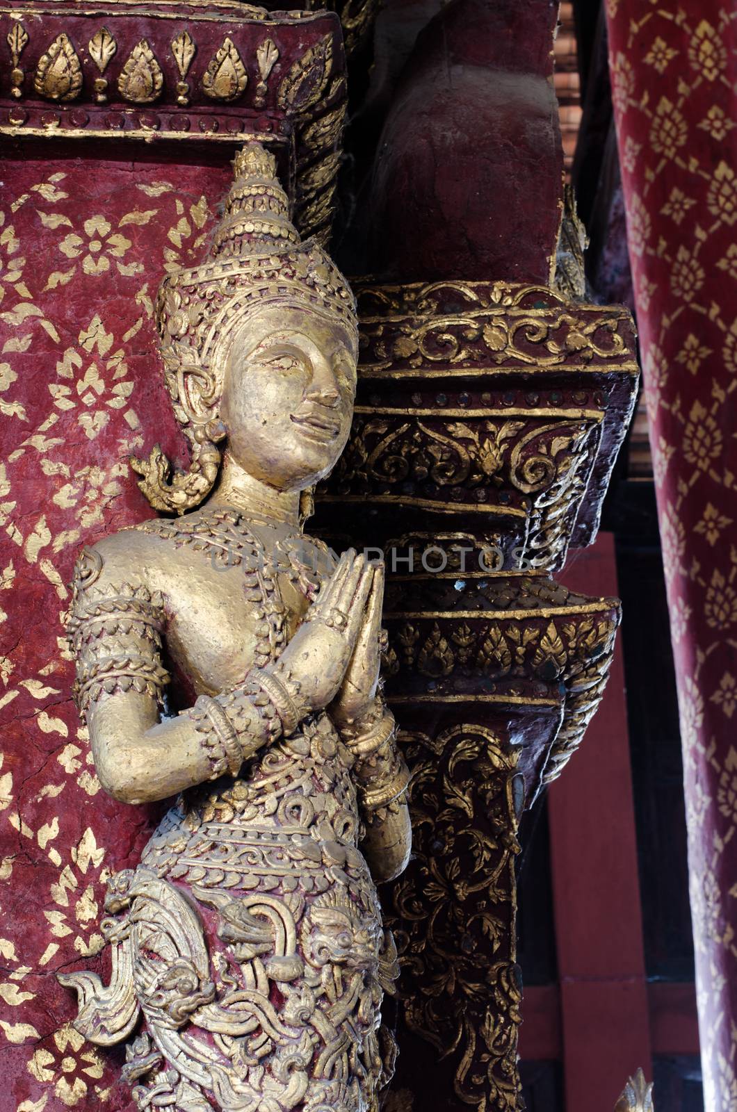 Buddha statue in front of places of worship is the worship of Buddhist. by photobyphotoboy