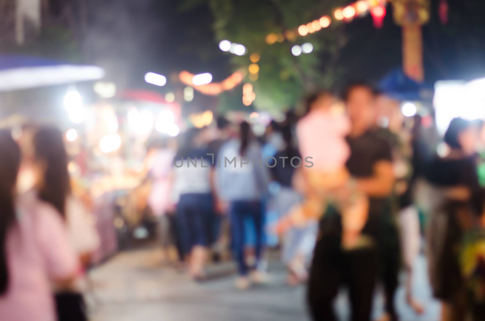 Blurred Crowd of people on street background, Vintage Toned Image.