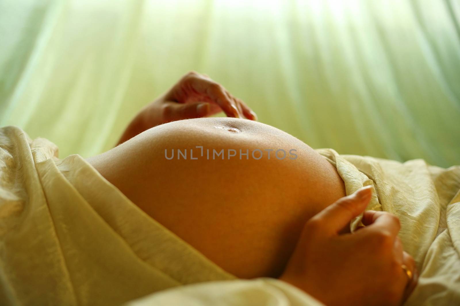 The pregnant woman on the ninth month. The girl was born