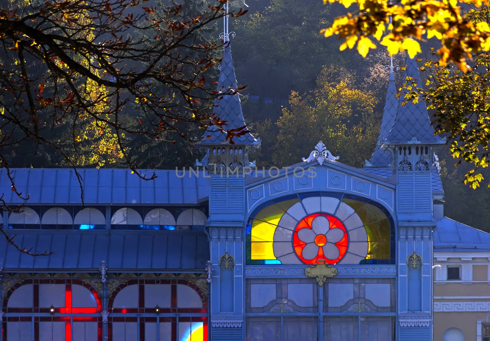 Lermontov Gallery close-up in Flower Park of Pyatigorsk,Northern Caucasus.