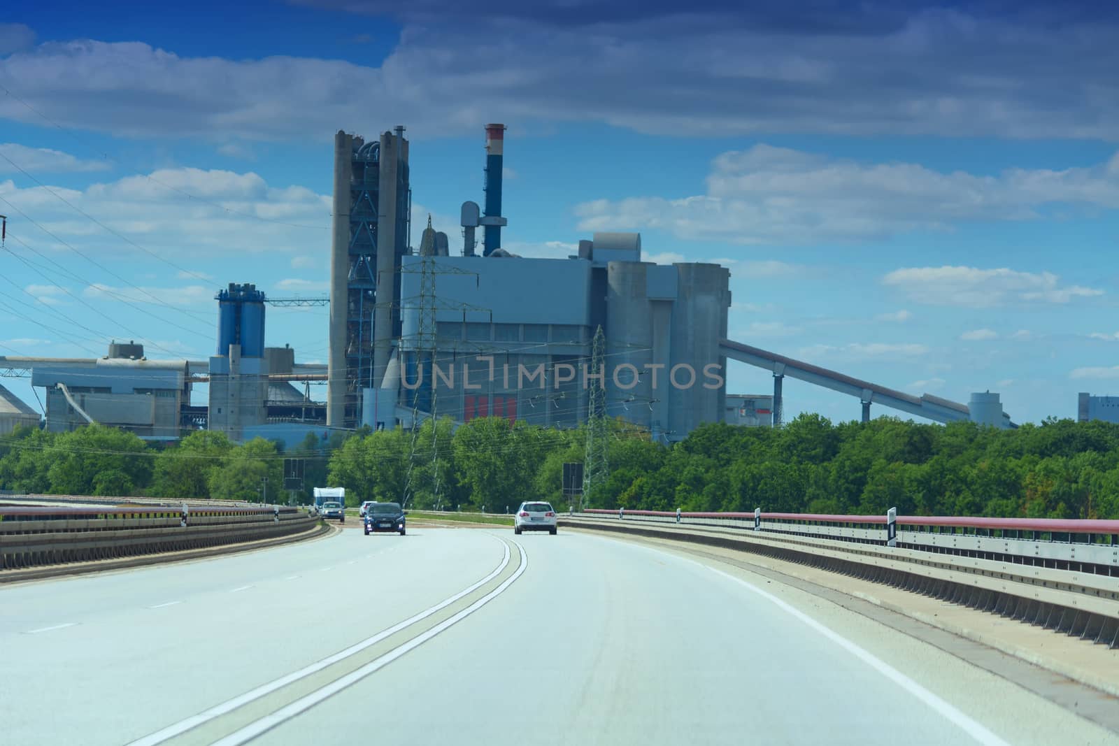 Power station near motorway in Germany