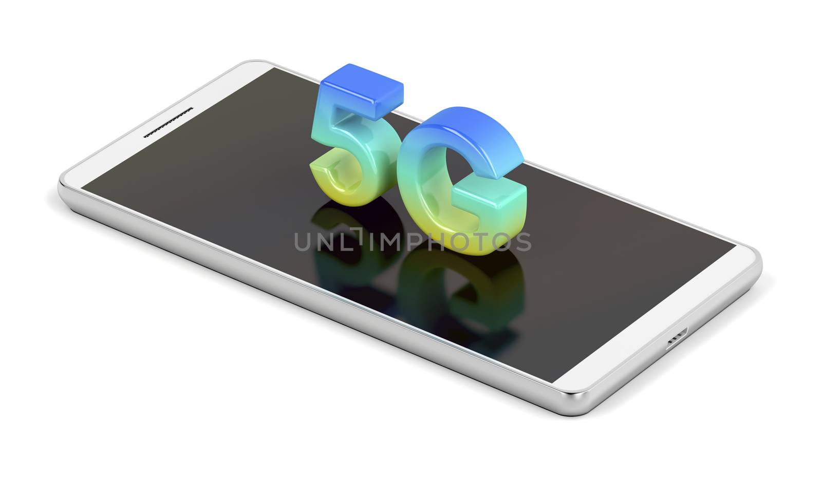 5G smart phone on white by magraphics