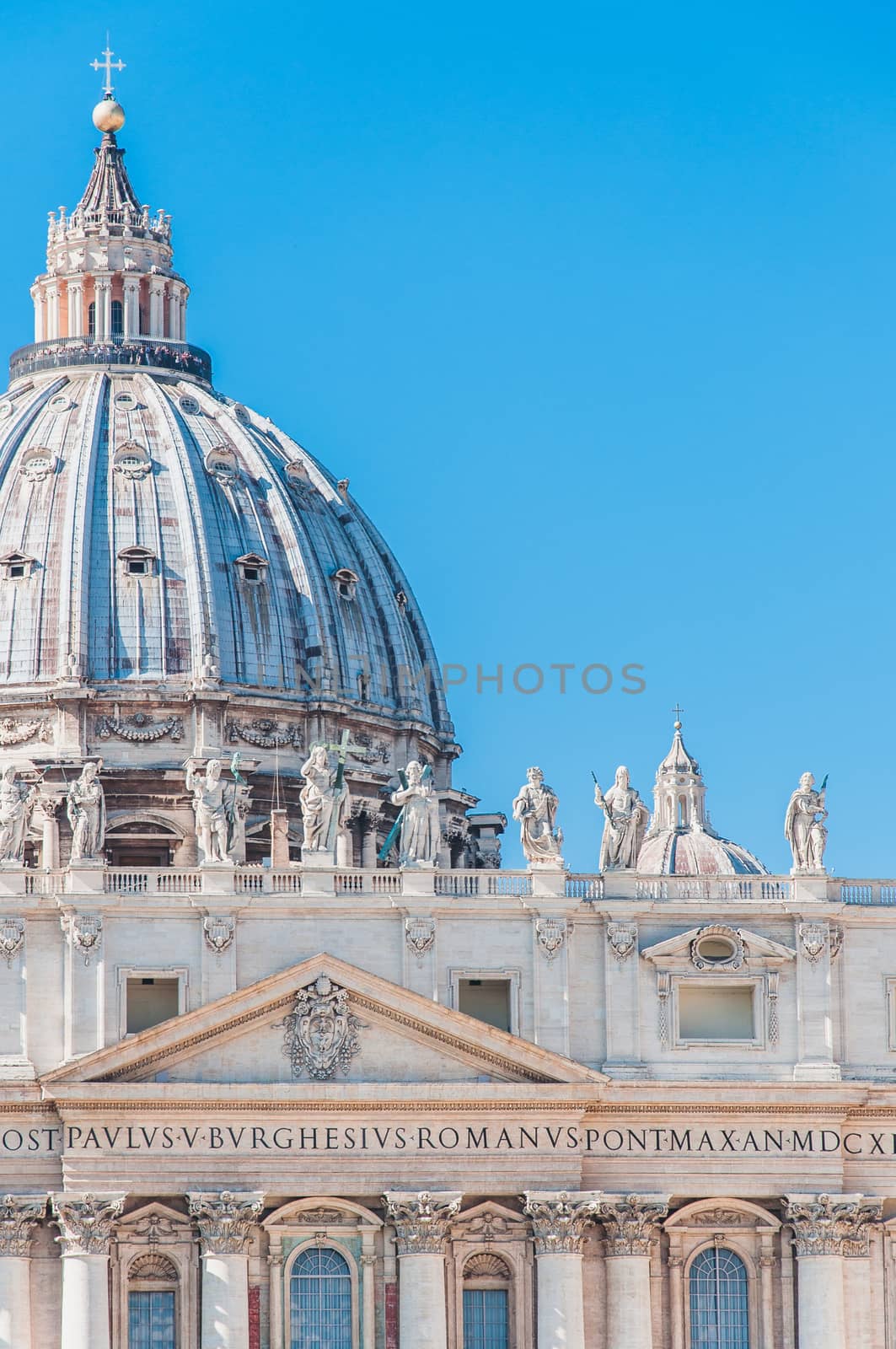 St. Peter's Basilica in Rome on St. Peter's Square from Rome to Vatican in Italy