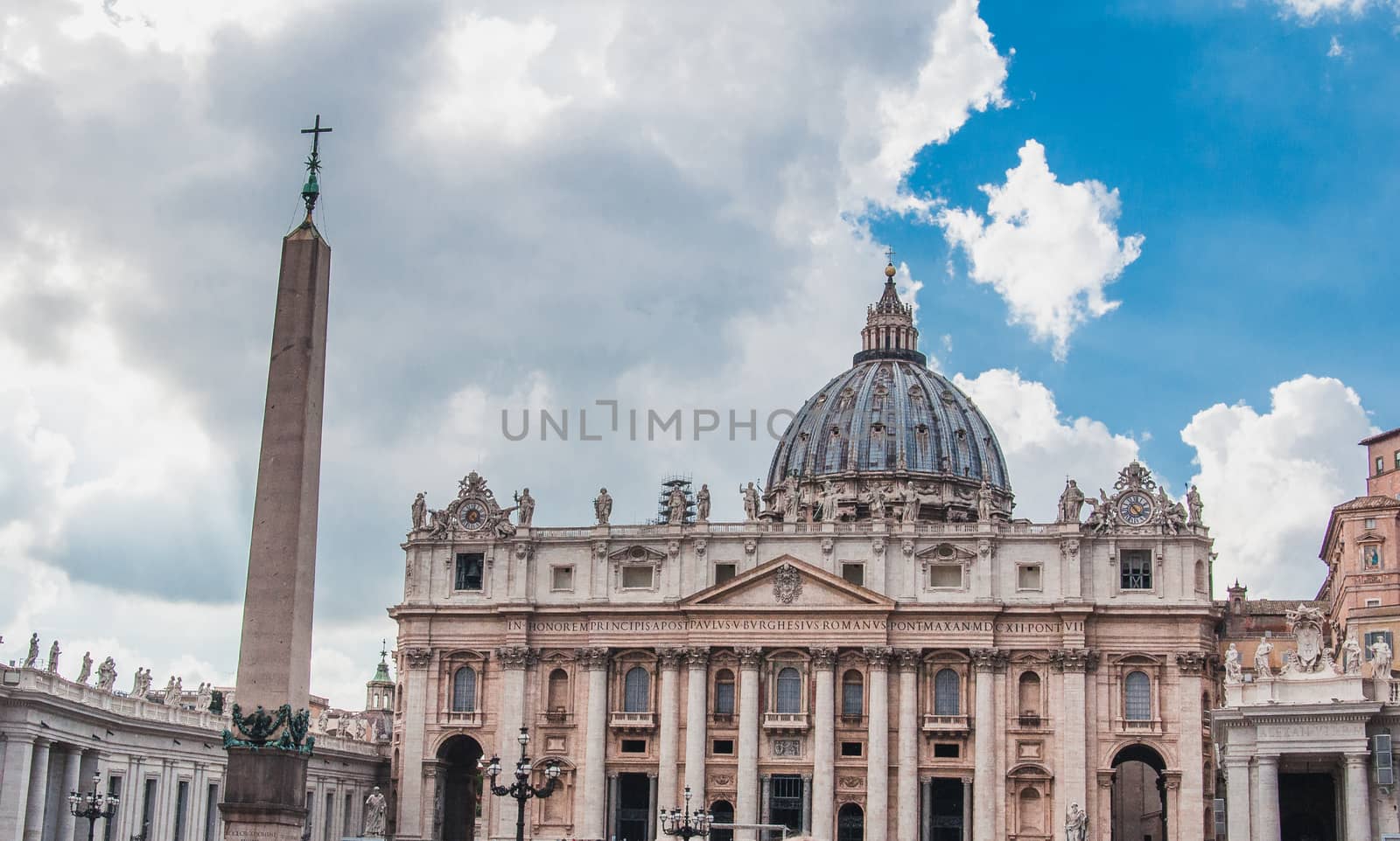 St. Peter's Basilica in Rome on St. Peter's Square from Rome to Vatican in Italy