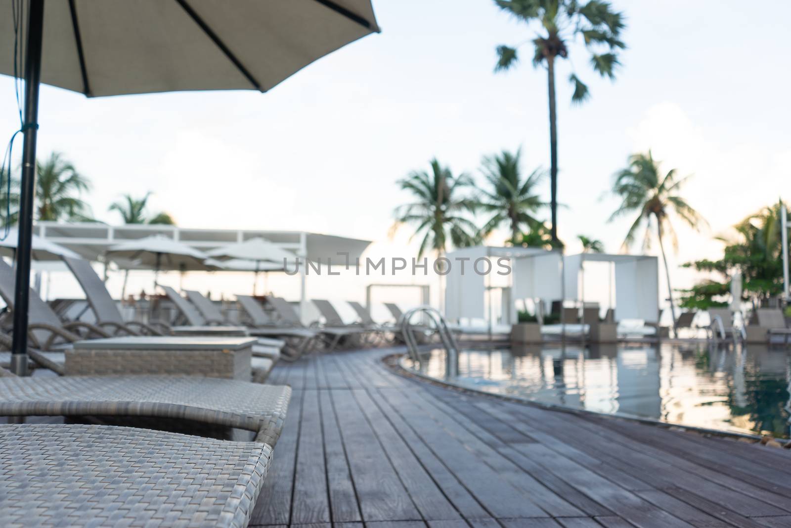 Swimming pool. Luxury hotel in Pattaya, Thailand. Summer beach by littlekop
