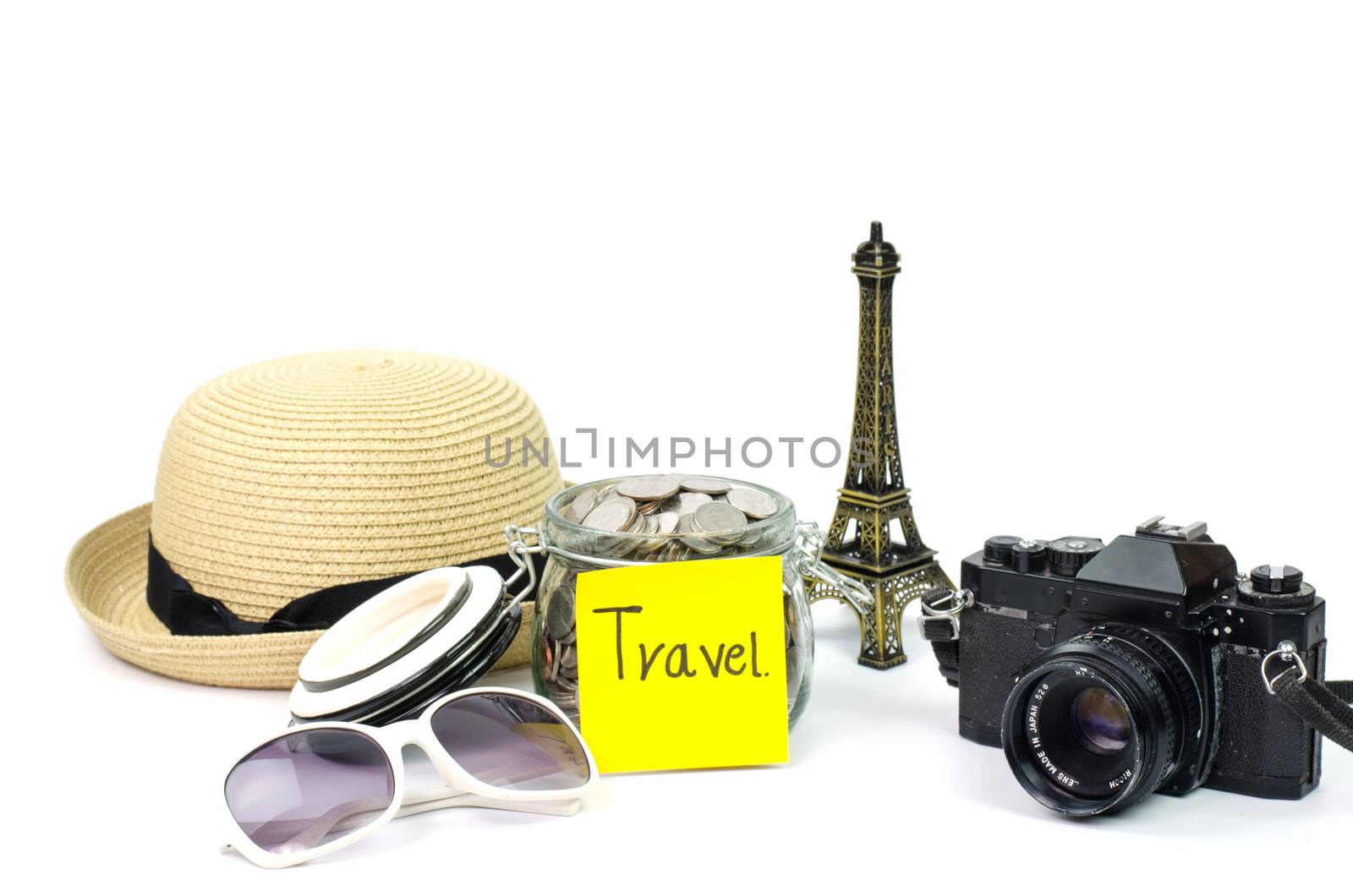 planning for travel on white background