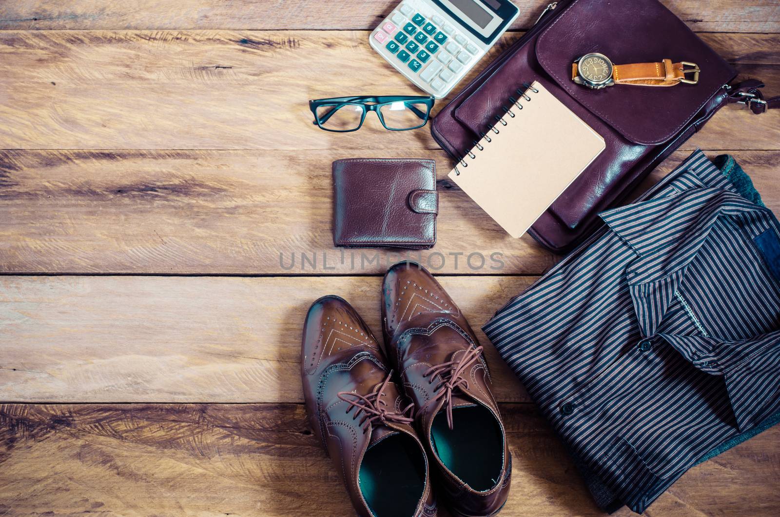 Clothing for Men on the wooden floor