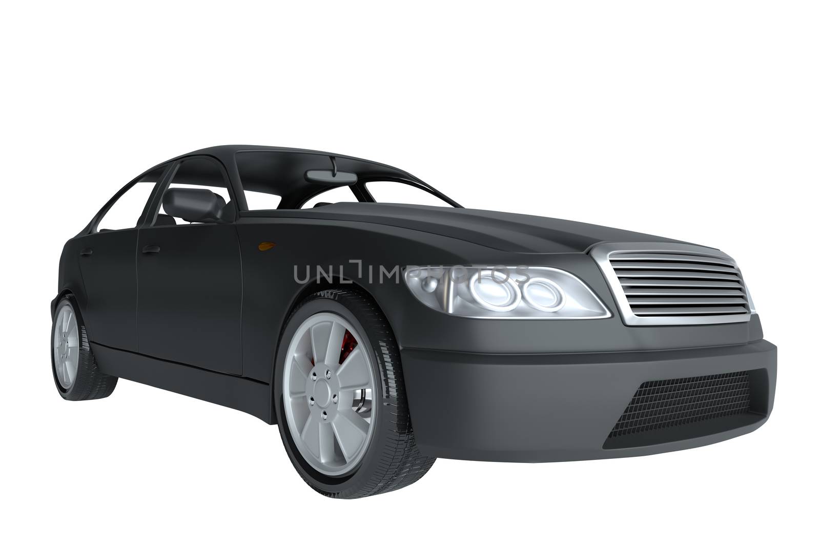 Brandless Generic Black Car. 3D Illustration by cherezoff