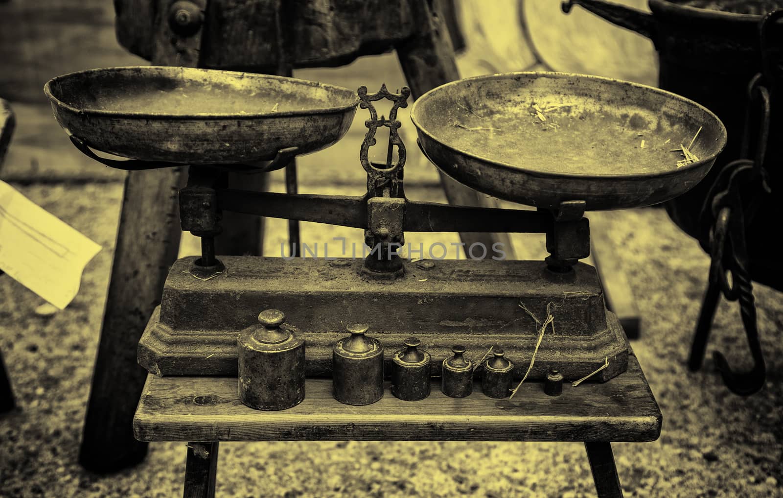 Old weighing scale, tool detail for weighing food