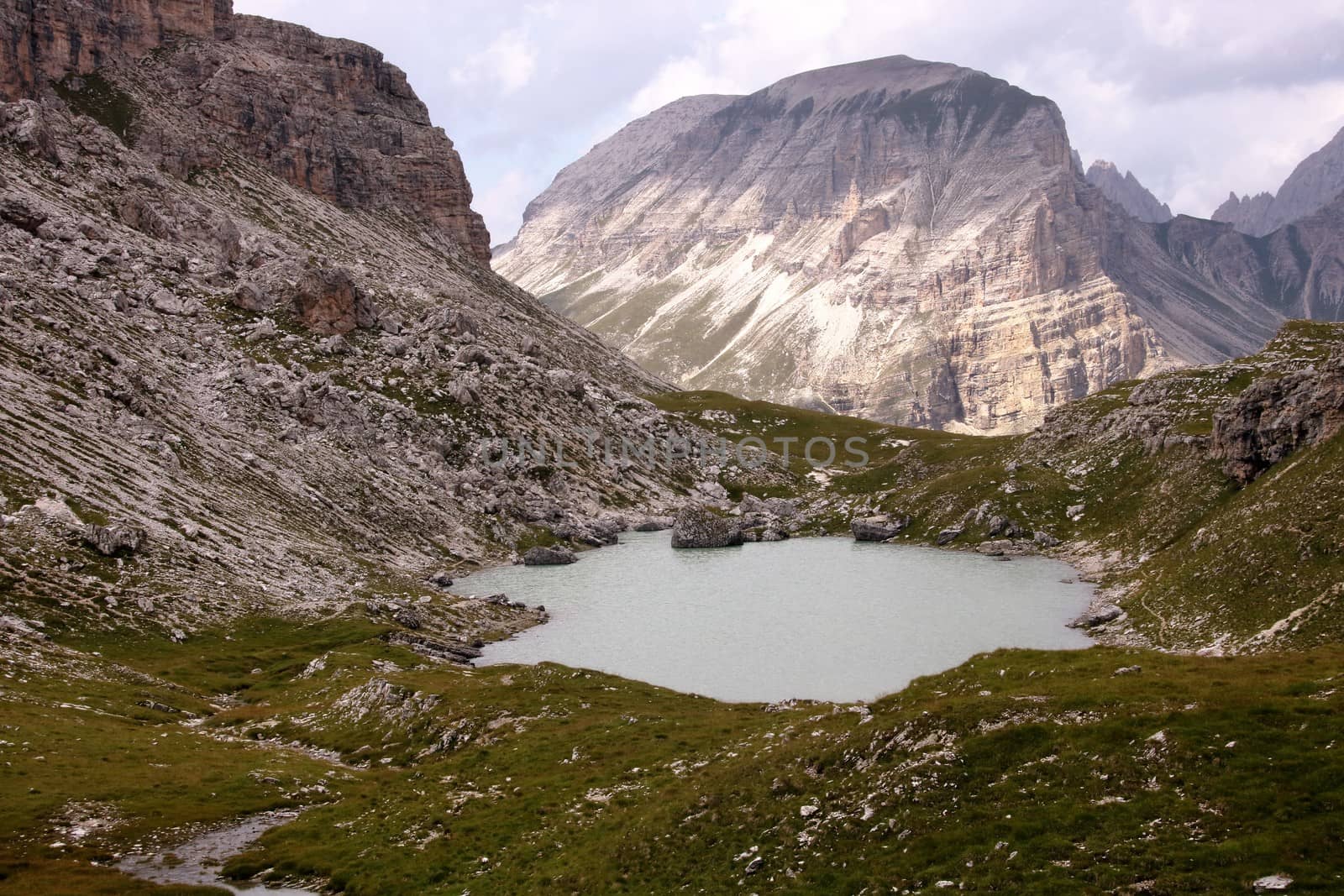 Crespeina lake at Puez odle natural park, Unesco world heritage -  Alta Badia - Landscape of Dolomites mountain in Sud Tyrol, Italy