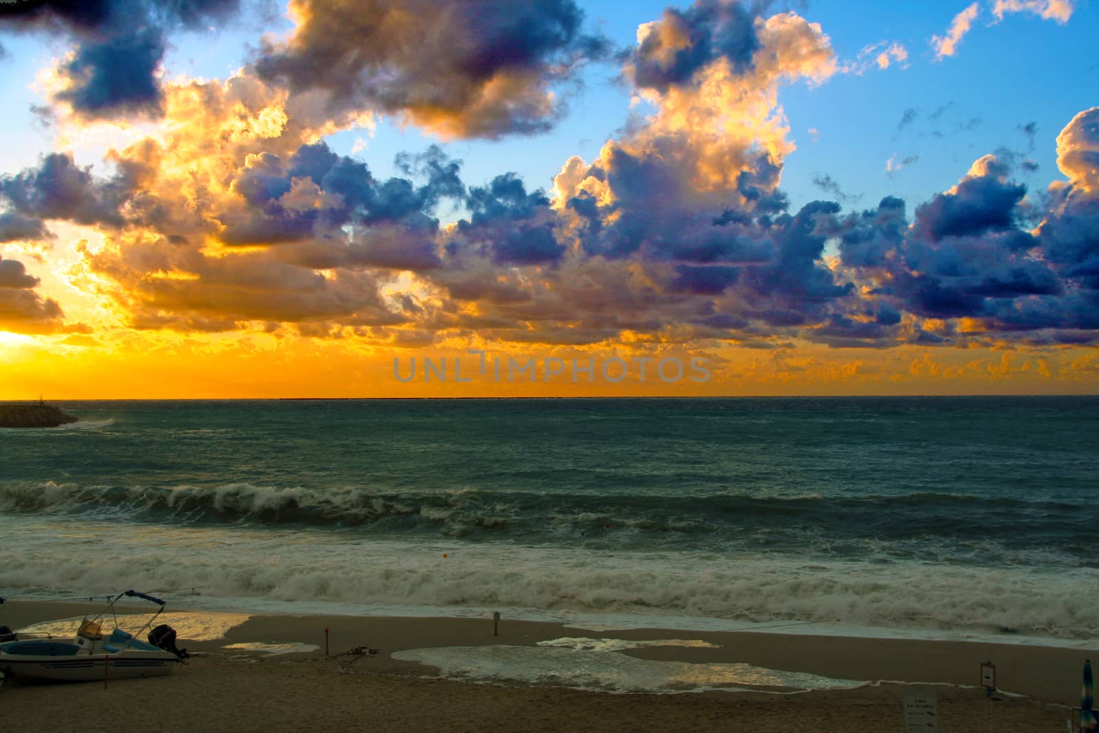 scenic sunset on the Beach of Tropea, Calabria, Italy