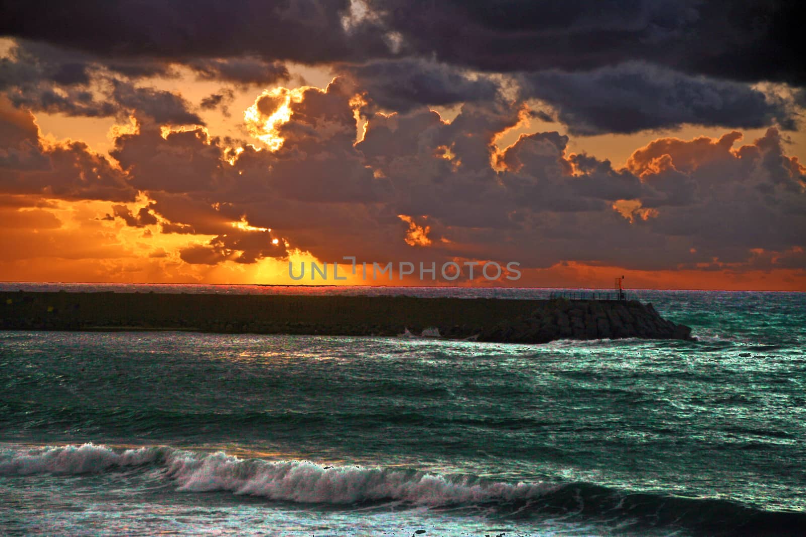 scenic sunset on the Beach of Tropea, Calabria, Italy