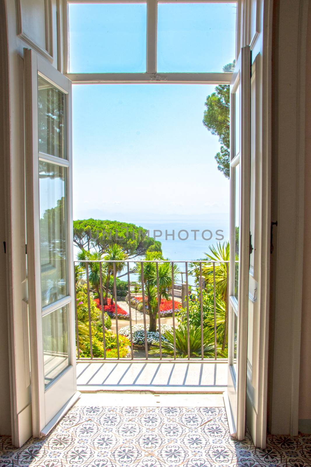 door opened on a wonderful garden at Ravello, Italy 