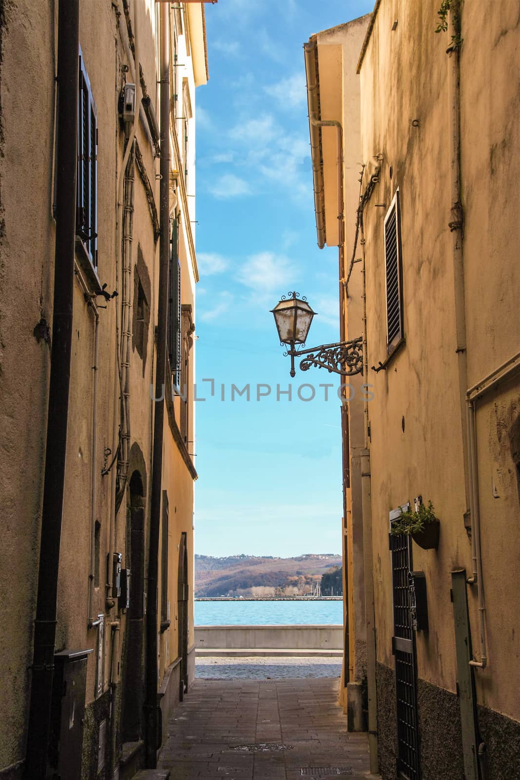 picturesque streets of the fishermen burg of Marta on Bolsena lake, Lazio, Italy,