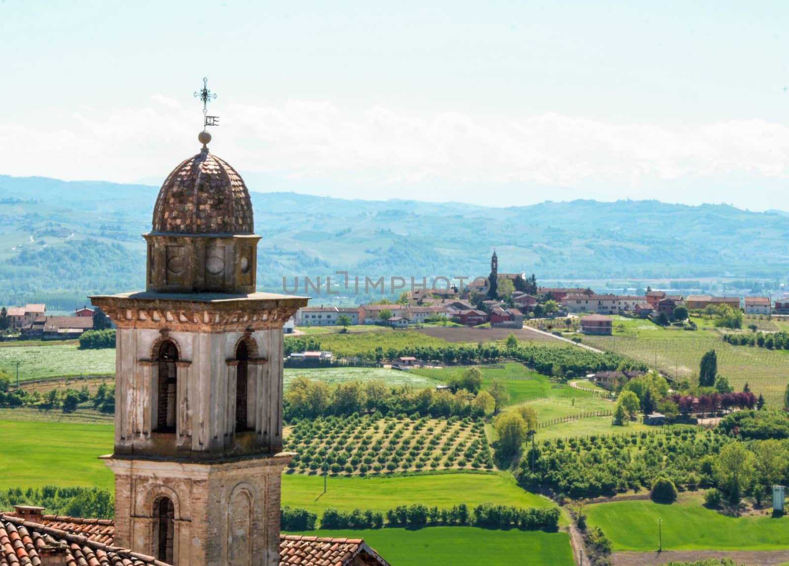 The village of Govone and the landscape of langhe in Piedmont, Italy
