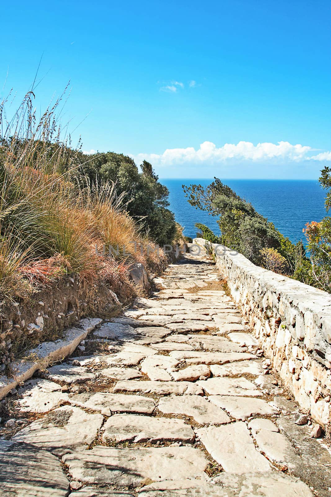 The roman  path to Punta Campanella on Sorrento's peninsula; Naples, italy
