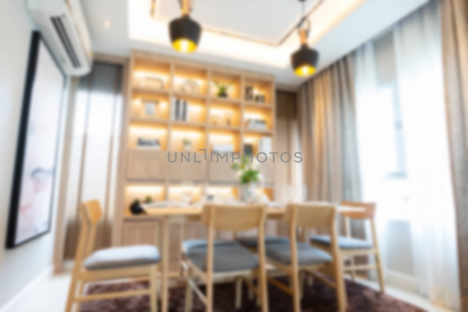 Interior dinningroom. Beauty house design, blurred. by littlekop